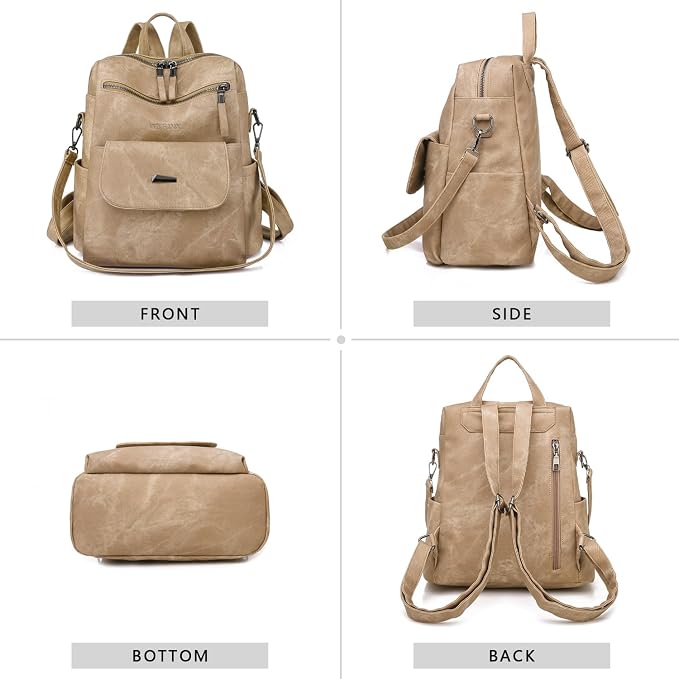 PU Leather Backpack Purse for Women Fashion Multipurpose Design Handbag Ladies - Image 3