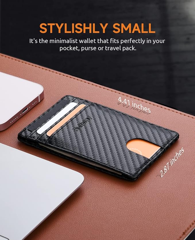 Buffway Mens Slim Wallet, Minimalist Thin Front Pocket Leather Credit Card - Image 6
