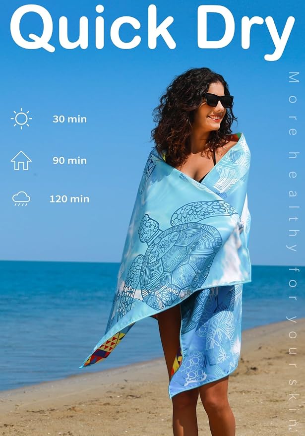 4 Pack Microfiber Lightweight Beach Towel Sand Free Quick Dry Absorbent Thin - Image 5