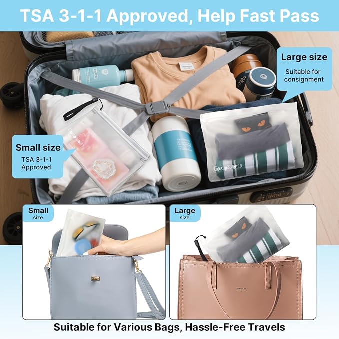 10 Pack TSA Approved Toiletry Bag, Quart Size PEVA Leakproof Makeup Cosmetic Bag - Image 5