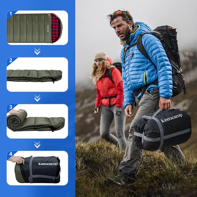 0 Degree Sleeping Bag Cotton Flannel Winter Cold Weather - Image 5