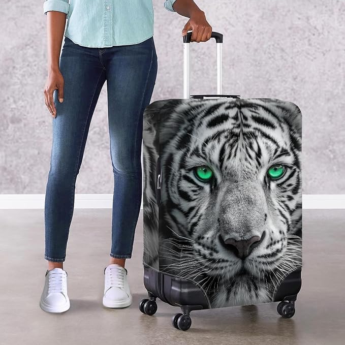 Tiger Animal 3D Printed Travel Luggage Suitcase Cover 22-25 Inch Cover Spandex - Image 4