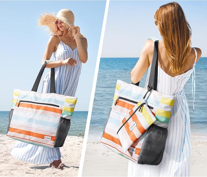 G4Free Beach Bag, Waterproof Sandproof Beach Tote Bag, Large Capacity Foldable - Image 2