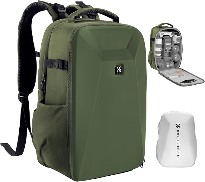 K&F Concept Camera Backpack, Hardshell Photography DSLR Camera Bag by KFCONCEPT