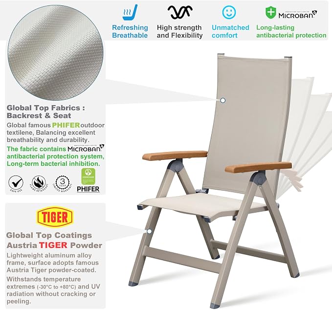 Adjustable Folding Chair, Indoor & Outdoor Balcony, Patio Porch, Garden Lawn - Image 3