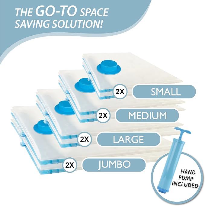 8 Pack Vacuum Storage Bags, Space Saver Bags Compression Storage Bags - Image 4