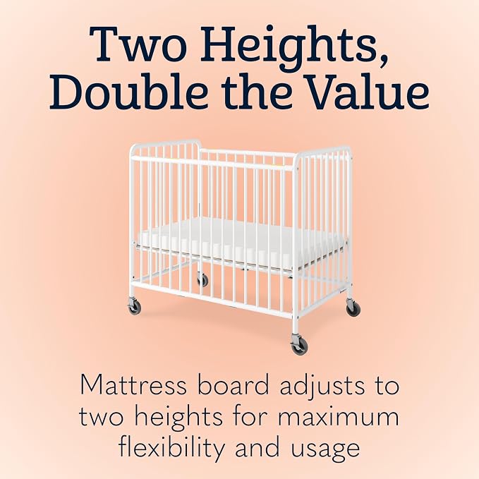 Foundations Chelsea Slatted Metal Compact Daycare Crib, Compact Mini Size - Image 7