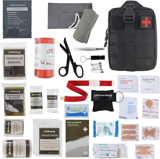 IFAK Trauma Kit, Molle Pouch Emergency Survival Kit, 6” Israeli Straps by Unknown