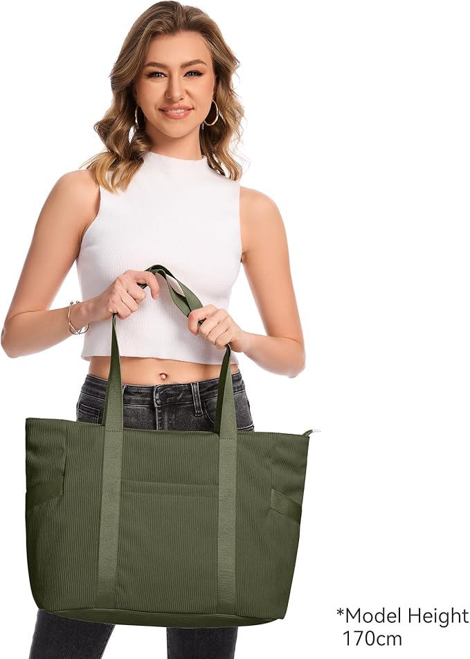 Tote Bag for Women with Zipper, Travel Tote Bags with Compartments Large - Image 3