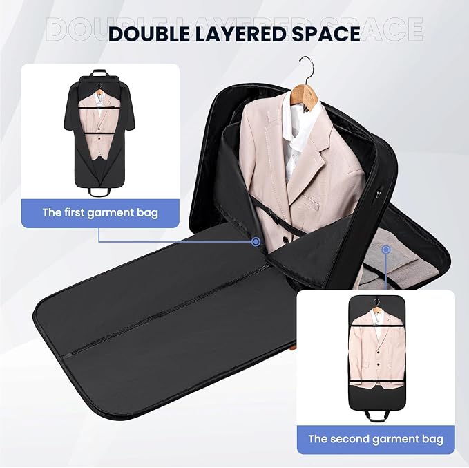 Garment Bags for Travel, Double Layered Carry on Garment Bag - Image 4