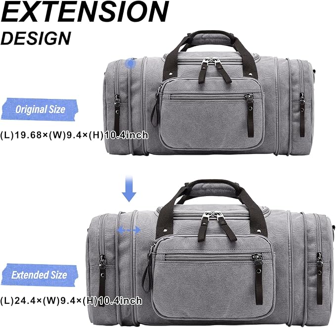 Felipe Varela Duffle Bag for Men, Expandable Canvas Duffel Bag for Travel - Image 2