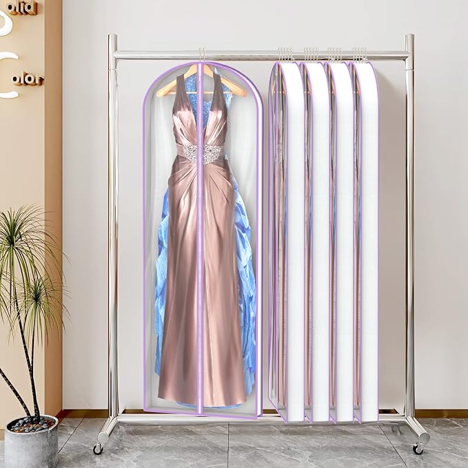 Zilink Breathable Dress Bags for Gowns 72" Clear Wedding Dress Garment Bag - Image 5