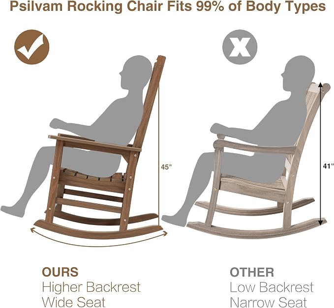 Psilvam Outdoor Rocking Chair, Poly Lumber Oversized Rocking Chair - Image 3