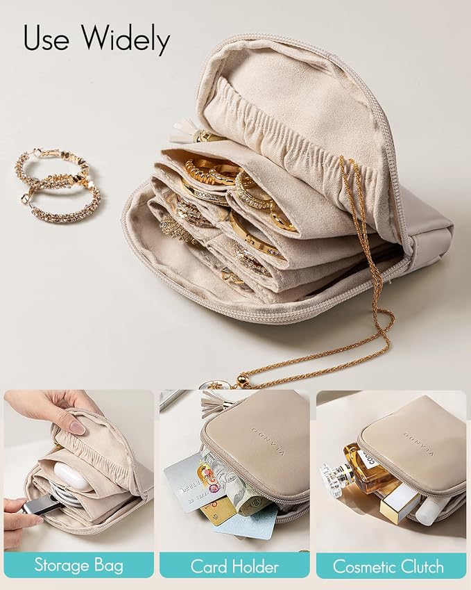 Vlando Small Jewelry Travel Case, Jewelry Pouch Bags - Image 5