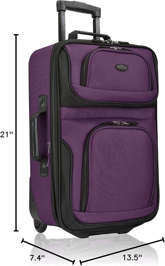 U.S. Traveler Lightweight Rolling 20" Carry On Luggage Softside Suitcase - Image 9