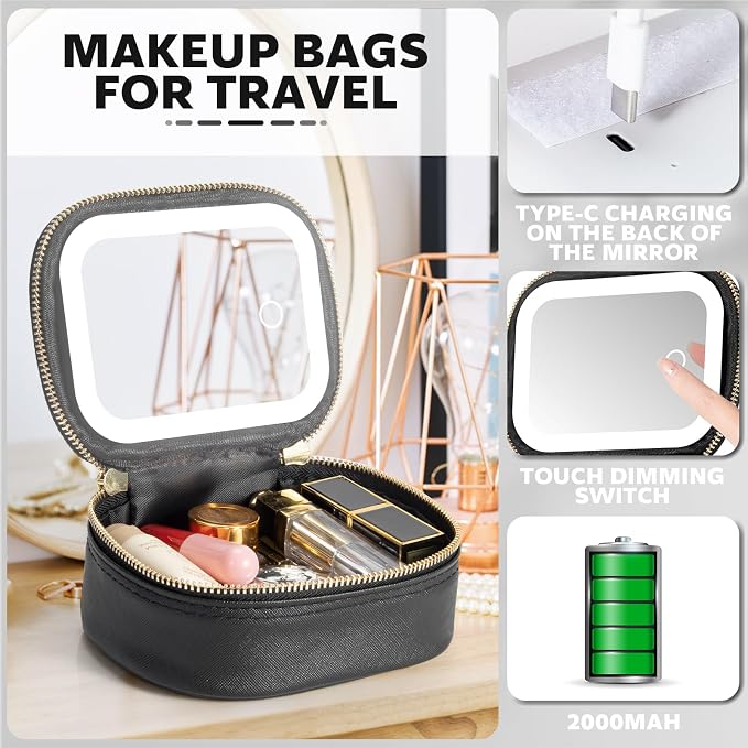 Small Makeup Bag Travel Train Case - Image 3