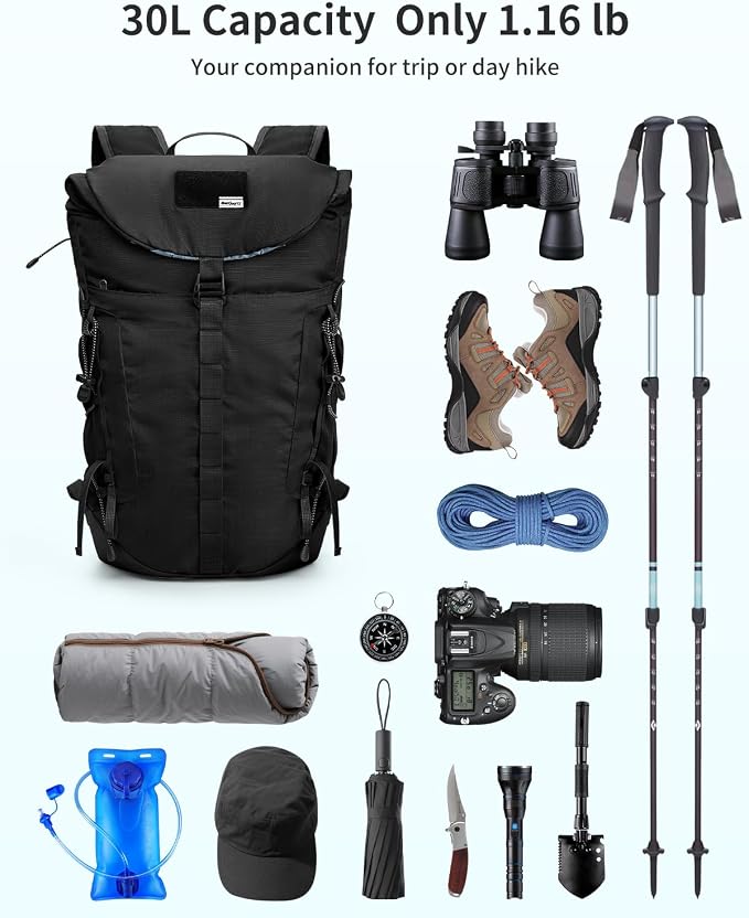 Blue Quartz Hiking Backpack 30L Lightweight Packable Backpack - Image 2