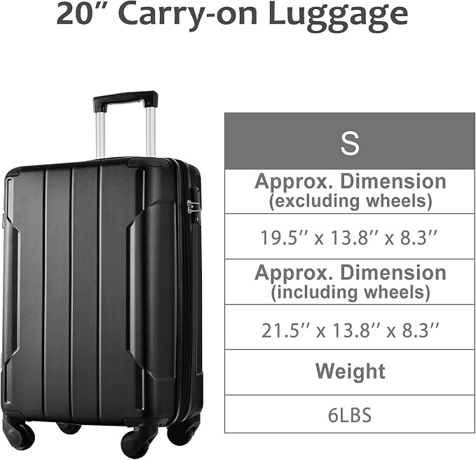 Merax 20 Inch Carry On Luggage Airline Approved, Hardshell ABS Suitcase - Image 7