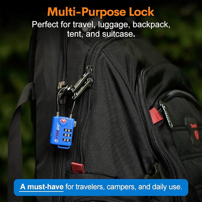 Bright Colors, TSA Approved Cable Luggage Locks 2 Pack Blue, Re-settable - Image 6