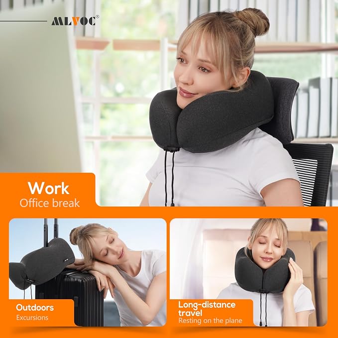 MLVOC Travel Pillow 100% Pure Memory Foam Neck Pillow, Comfortable & Breathable - Image 6