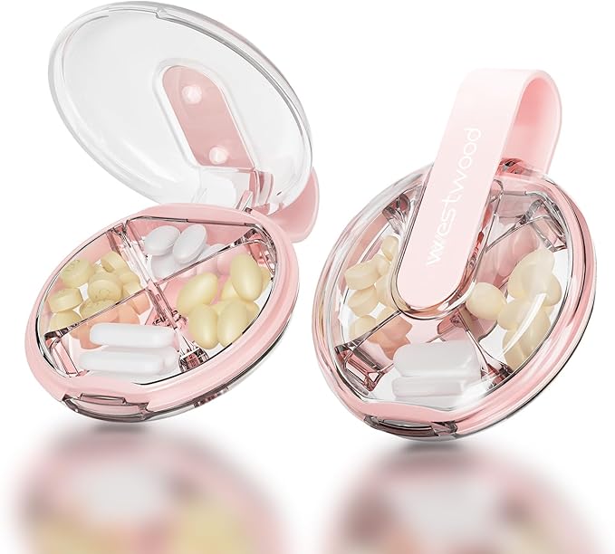 1 Pack Easy-to-Hold Small Round Pink Pill Organizer by HyJeryty