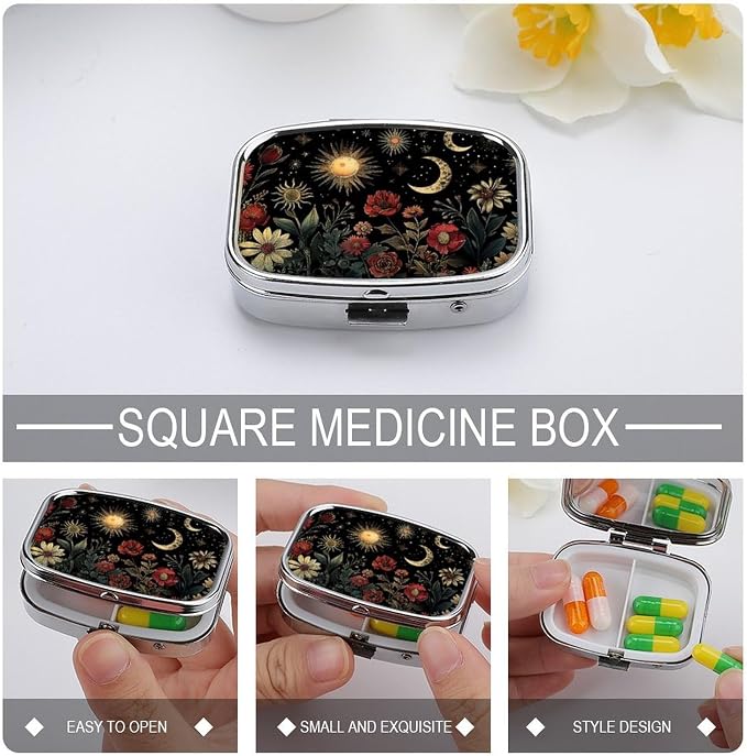 Metal 2 Compartment Pill Organizer Travel Friendly Portable Compact Pill Box - Image 4