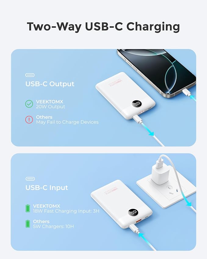 VEEKTOMX Small Portable Charger, Mini Power Bank 10000mAh, PD 22.5W Fast - Image 4