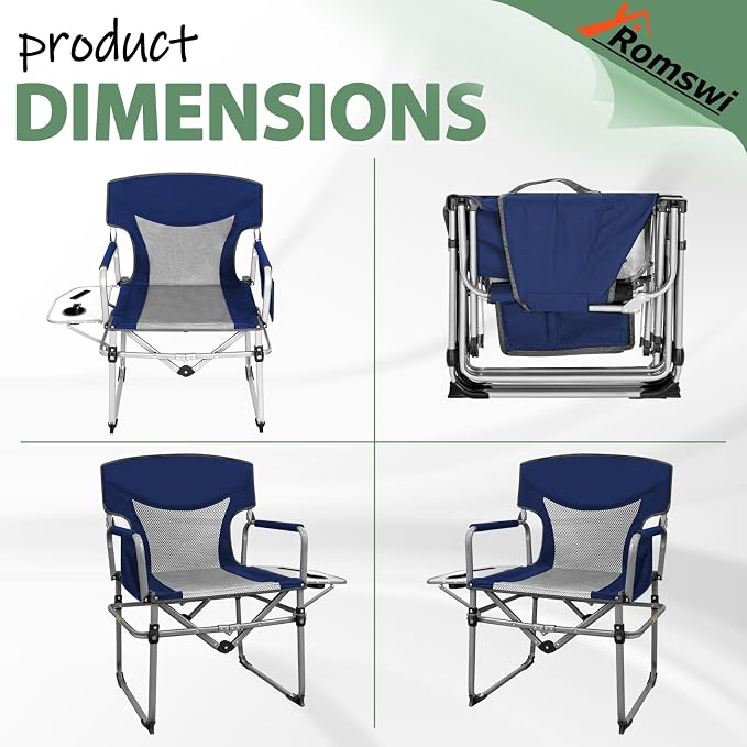 Romswi 2PK Folding Director Chairs, Camping Chair - Image 8