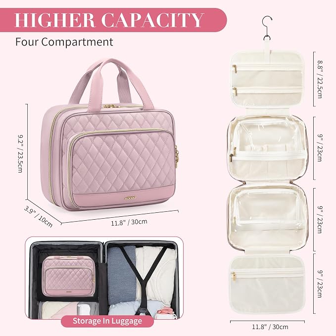 Travel Toiletry Makeup Bag for Women Hanging Toiletry Bag Cosmetic Organizer - Image 6