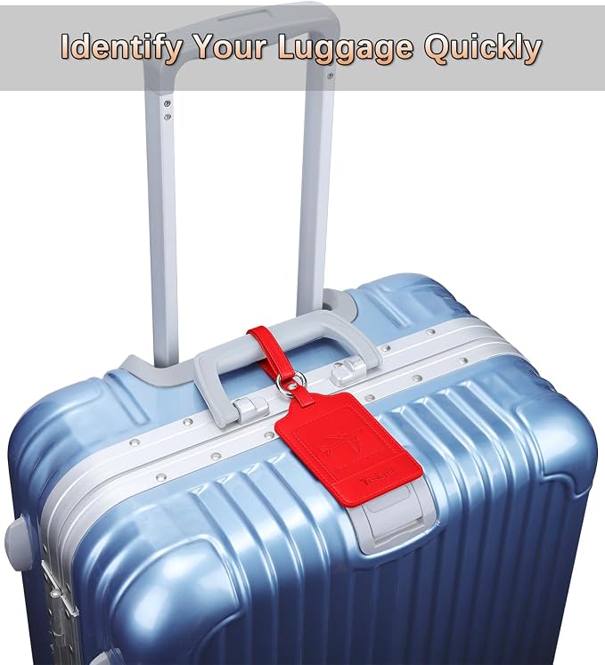 Teskyer Luggage Tags, 3 Pack Premium PU Leather Luggage Tags - Image 5