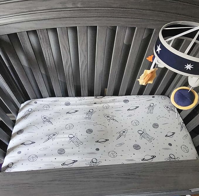 TotAha Premium Stretchy Space Crib Sheets-Hypoallergenic, Silky Comfort - Image 6