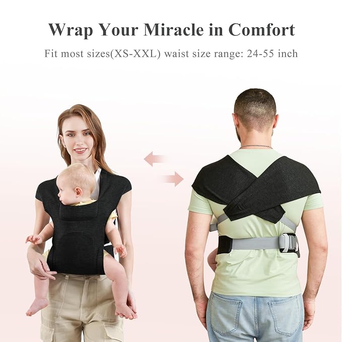 Newborn Carrier, Cozy Baby Carrier, Ergonomic Cross-Back Wrap, Hands-Free - Image 2