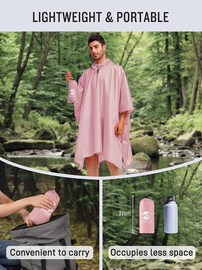 SaphiRose Hooded Rain Poncho Waterproof Raincoat Jacket - Image 5