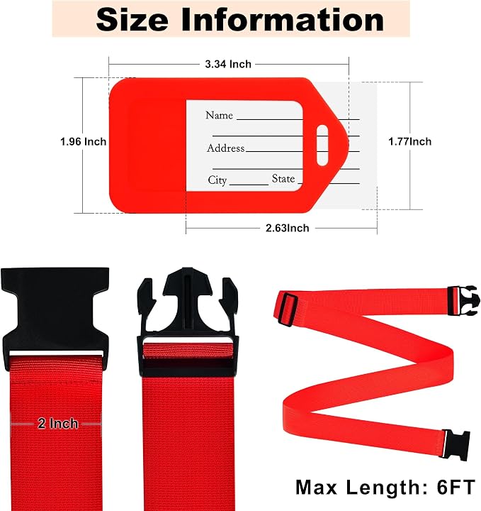 8 Pack Luggage Straps and Tags Set, Luggage Straps - Image 2