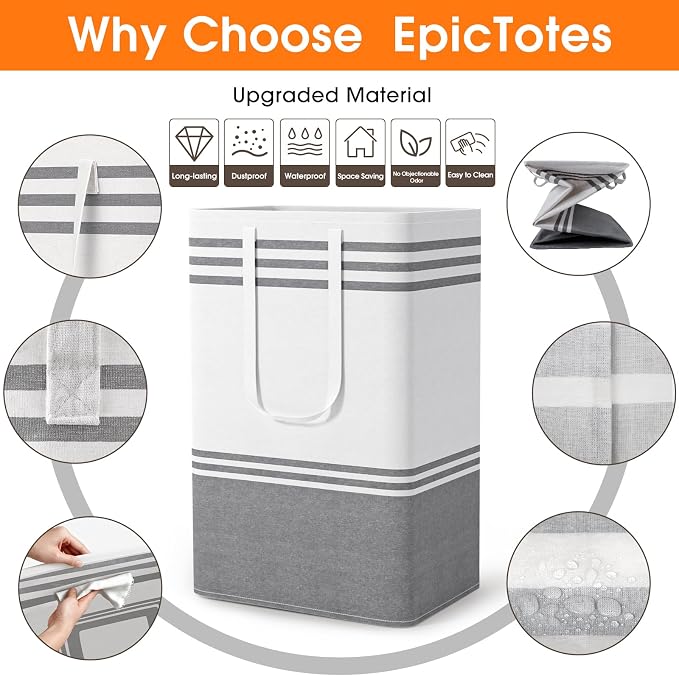 2 Pack Large Home Laundry Basket, Laundry Hamper, Freestanding Waterproof Dirty - Image 4