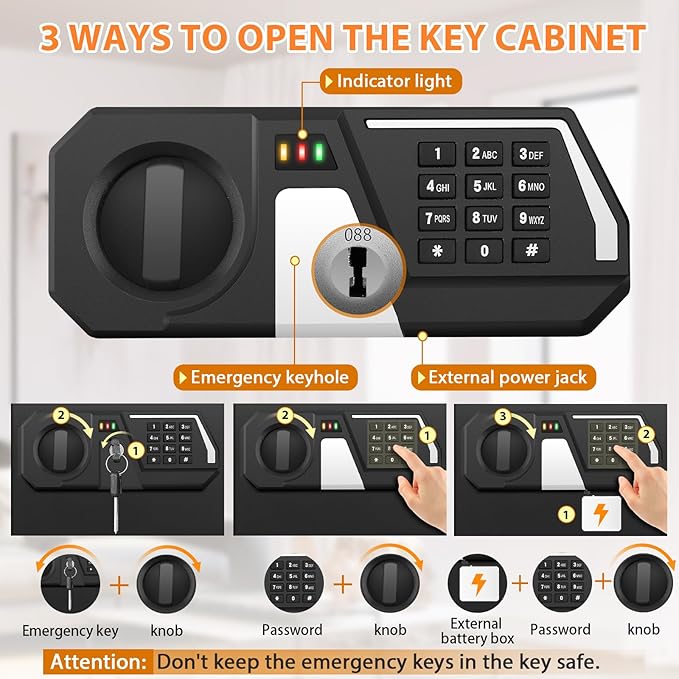 71 Keys Fireproof Key Lock Box, Anti-Theft Key Box Wall Mount - Image 6