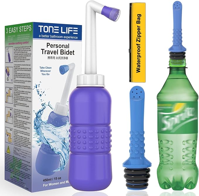 2PCS-Pack Portable Bidet 450ml Travel Bidets + Blue Backpacking Bidet, Peri by TONELIFE