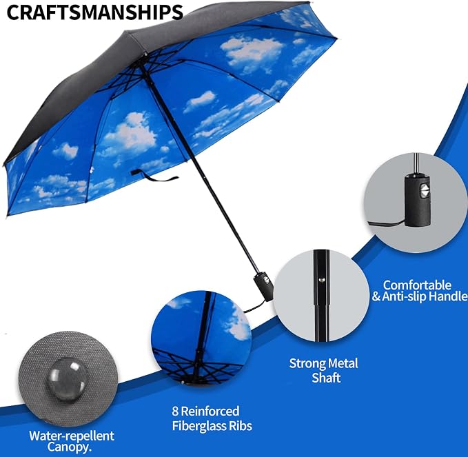 LLanxiry Compact Travel Umbrella, Mini Windproof Umbrellas - Image 4