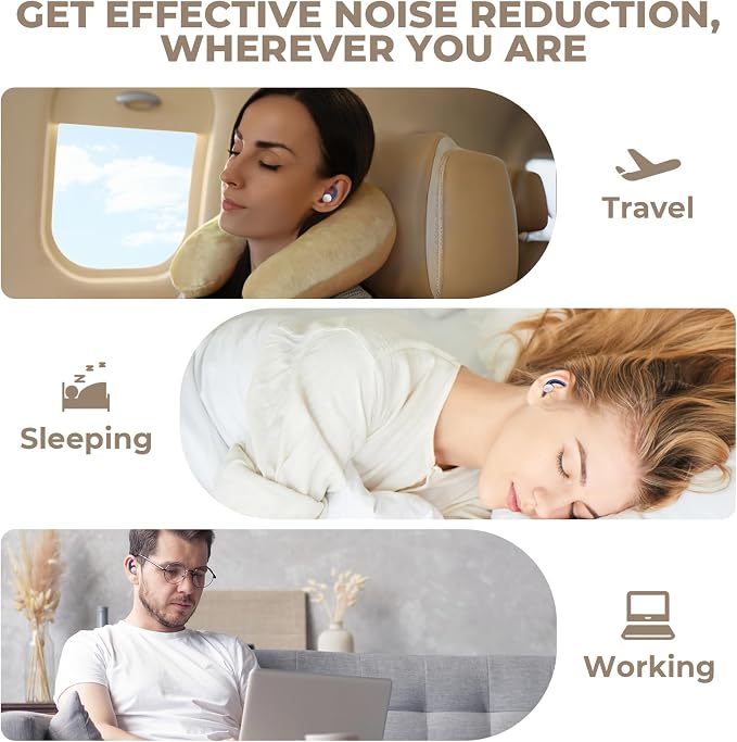 Ear Plugs for Sleeping: Reusable Earplugs for Sleep, Snoring Blocking, 2 Pairs - Image 6