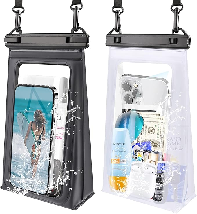 2 Pack Large Waterproof Phone Pouch, IPX8 Double Sealing Floating Waterproof Bag by PEDVSTY