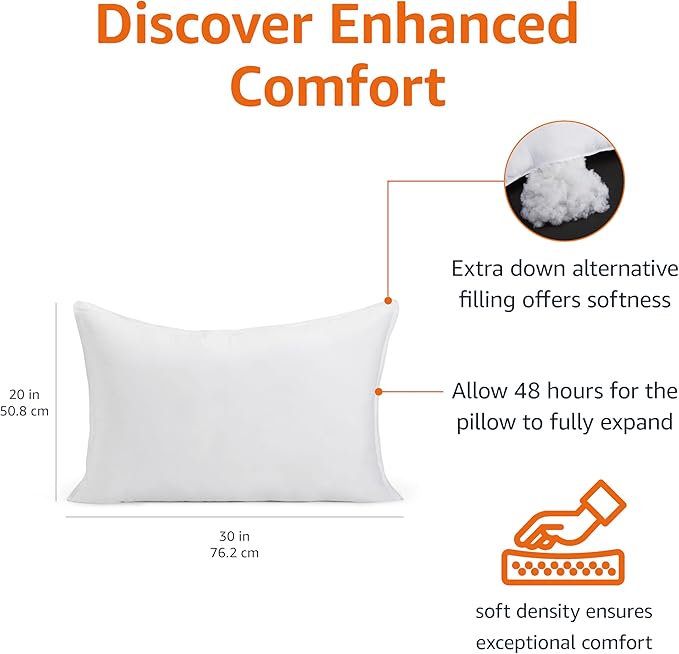 Amazon Basics Down Alternative Pillows, Soft Density - Image 2