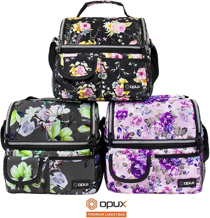 opux Lunch Bag Women Insulated, Adult Lunch Box Cooler, Flower Lunch Box - Image 9