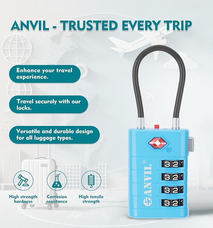 ANVIL 4 Digit Luggage Locks, TSA Locks - Image 4