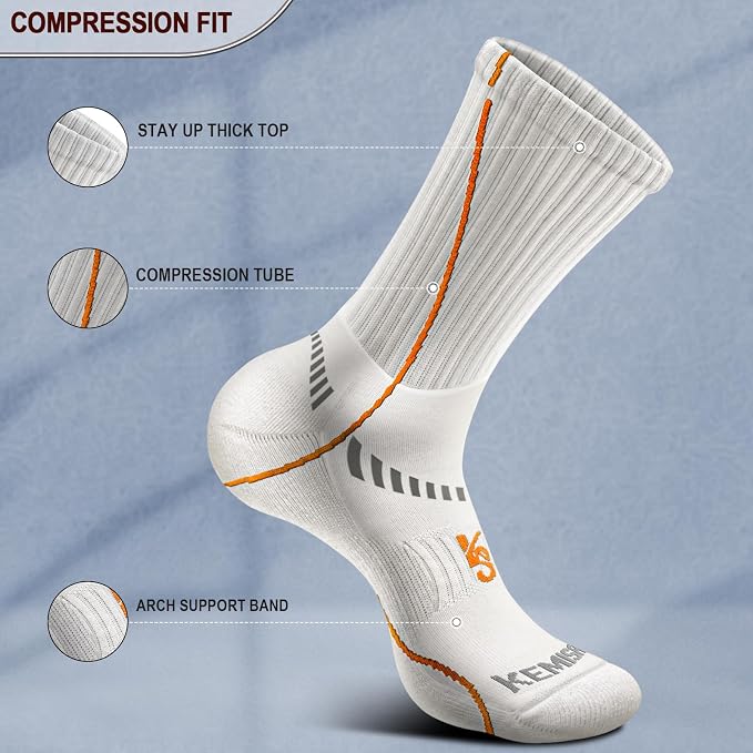 BULLIANT Compression Socks for Men 6Pairs, Athletic Crew Socks Cushioned For - Image 4