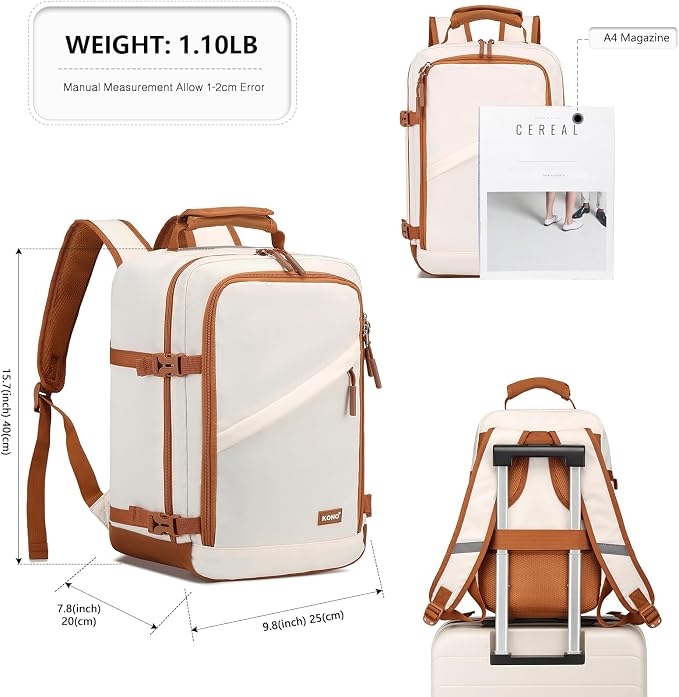 Kono Carry on Backpack, Waterproof Lightweight Daypack - Image 3