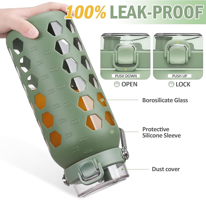 MUKOKO 64oz Glass Water Bottles - Image 4