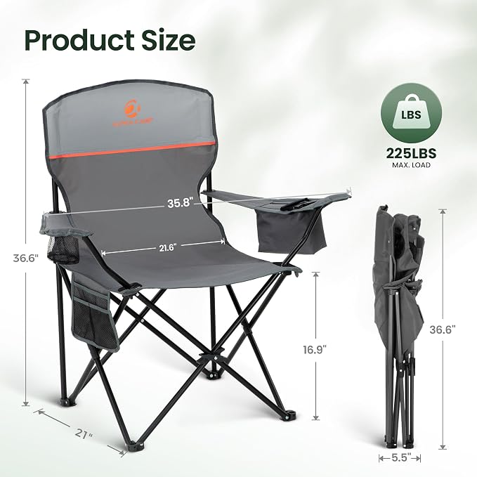 HIGH POINT SPORTS 2 Pack Portable Camping Chair - Image 3