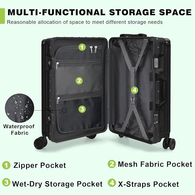 AnyZip Luggage PC+ABS Aluminum Frame Zipperless Checked Luggage Hard Shell - Image 2