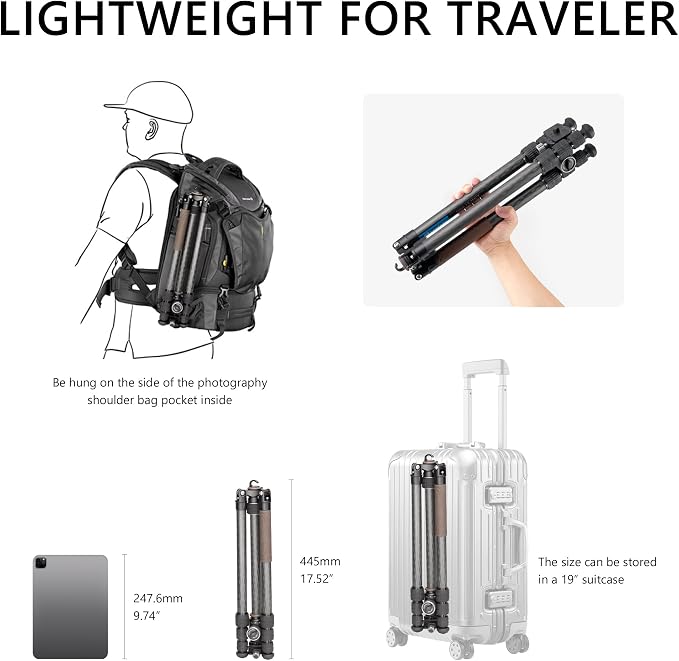 Compact Carbon Fiber Travel Camera Tripod - Image 5