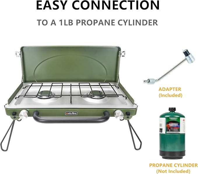 ONLYFIRE OUTDOOR LIVING Portable Camping stove 2-Burner, Propane Gas Stove - Image 7
